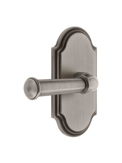 Grandeur Arc Rosette Door Set with Georgetown Levers in Antique Pewter.